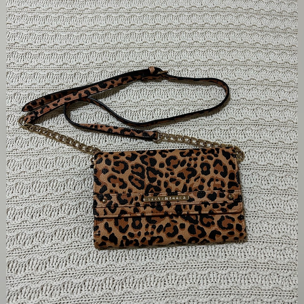 Leopard Print Crossbody Bag with Gold Chain